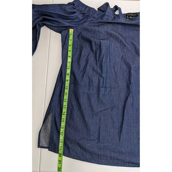 NWT Eloquii Women's Plus Size Denim Off Shoulder Sleeve Top Tunic Sz 18 Blouse - Picture 5 of 7
